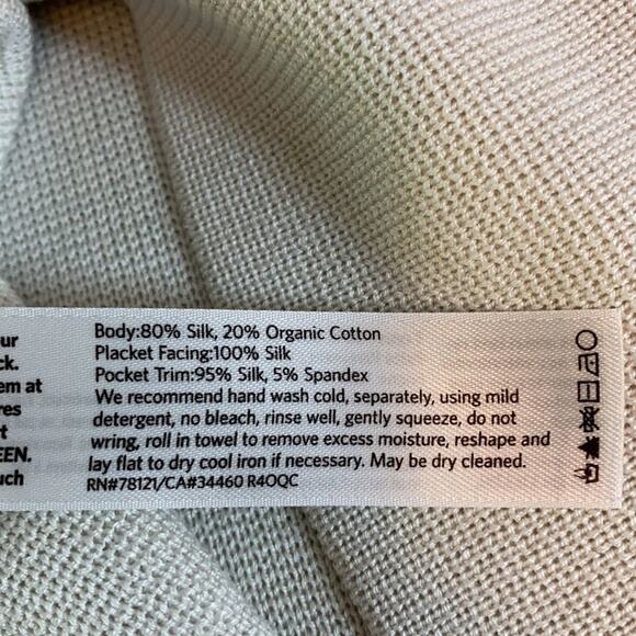 Eileen Fisher Ivory button front silk sweater jacket- large- Gorgeous piece - Picture 7 of 7